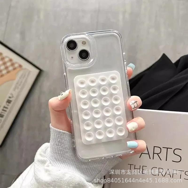 Silicone Suction Cup for iPhone17promax Mobile Phone Case 16/15 Airbag 14 Anti-drop 11 Protective Case