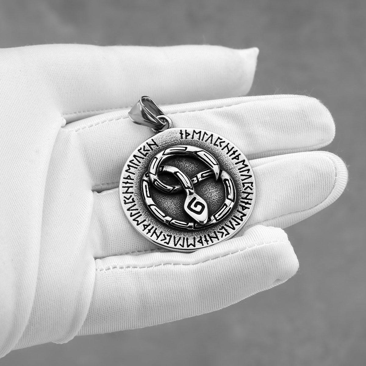 Винтажное ожерелье с кулоном «Викинги Уроборос» из нержавеющей стали, скандинавская змея, руна Одина, ожерелье, модный амулет, ювелирное изделие, подарок