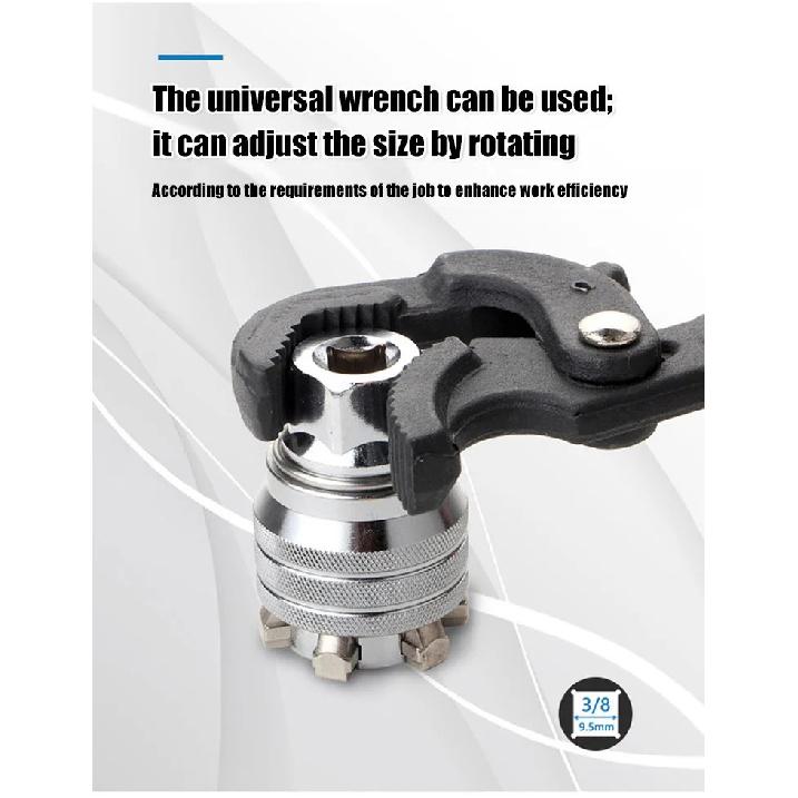 Universal Adjustable Socket Set Hex Wrench Kit for Various Size Nuts Bolts Multi-function Ratchet Handle Tool for Home Repair