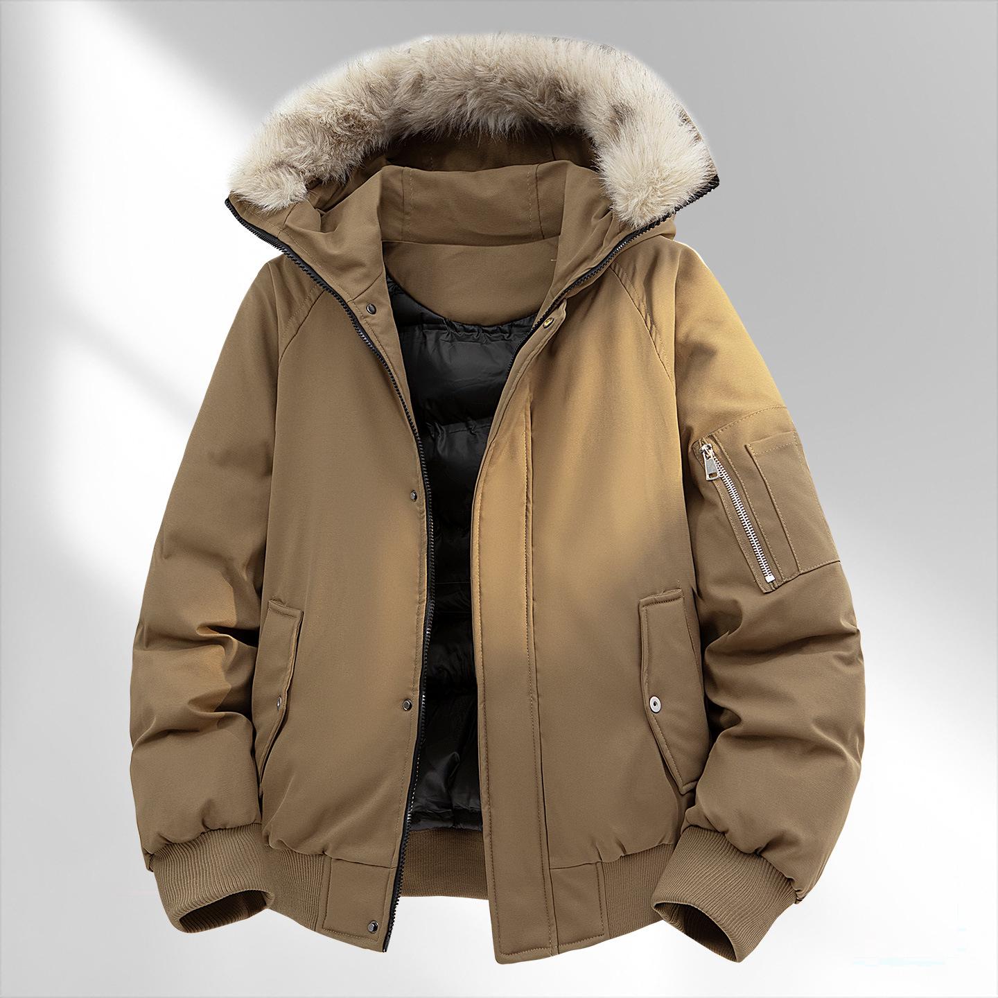 

Zuo Shandiao Men s Winter Fur Collar Jacket: Stylish, Thickened, Warm Cotton Casual Workwear XL хакі
