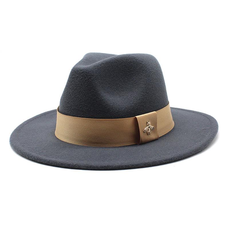 Autumn and Winter Big Eave Hat Fashion Woolen Top Hat Men's and Women's Woolen Panama Jazz Fedora