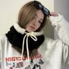 Two-color Spliced Plush Balaclava Hat Women's Winter Drawstring Warm Windproof Ear Protector Neck Pullover Hat