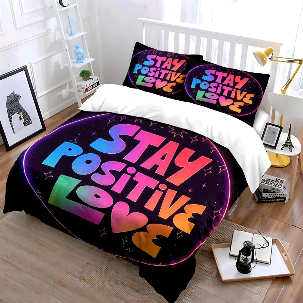 Colorful Motivational Poster Set Soft Comfortable Duvet Cover Bedding Set Included 1*Duvet Cover & 2*Pillowcases, Gift