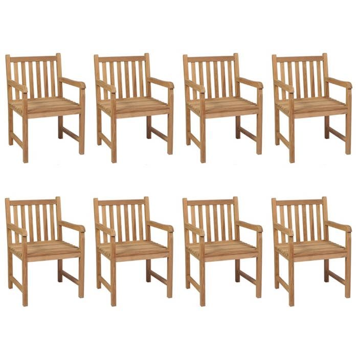 Maison Exclusive - Chaises de jardin lot de 8 avec coussins beige Bois teck solide
