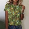 T-shirt da Donna con Stampa 3D Piuma di Pavone Estate Girocollo Maniche Corte Fresca T-shirt Grafica Casual Street Tee Shirts