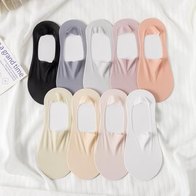 10 Paar Eis-Seide Bootssocken für Damen, Sommer Mesh Unsichtbare Socken für Damen, Silikon Anti-Rutsch und Nicht entfernbar, und Kann Frei Geschnitten Werden