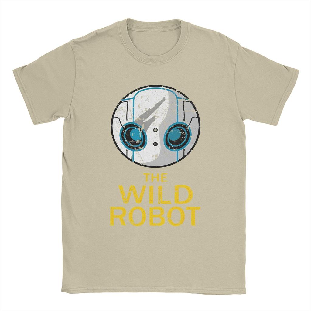 The Wild Robots Vintage Men T Shirt Cartoon Fiction Novelty Tee Short Sleeve Crew Neck T-Shirt 100% Cotton Plus Size Clothes