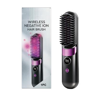 Cordless Hair Straightener USB Rechargeable Straightening Brush 4 Temp Settings Rechargeable Straight Hair Comb