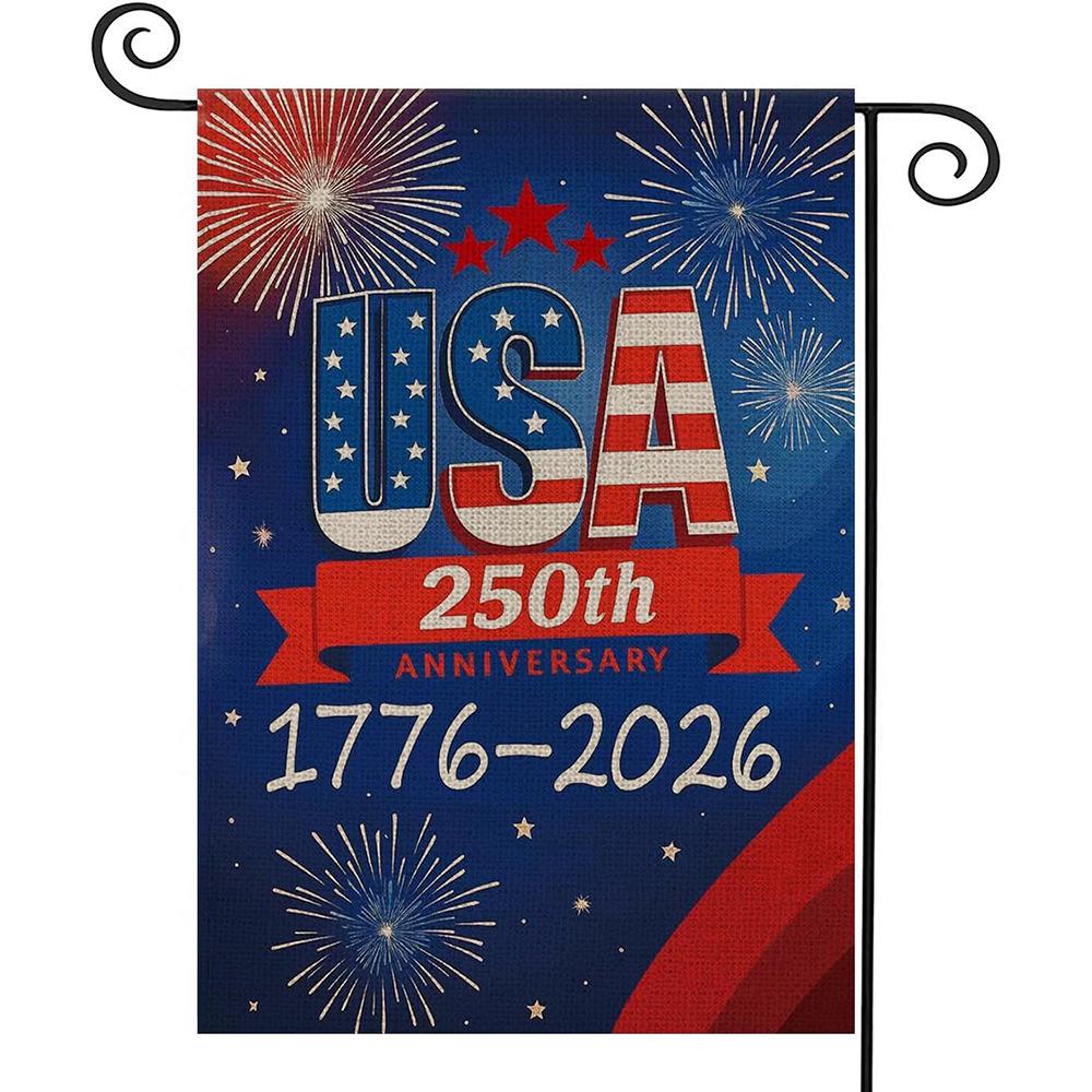 Bandiera da Giardino 250° Anniversario USA, Stendardo Verticale da Esterno a Doppia Faccia per il 4 Luglio, Bandiera da Giardino