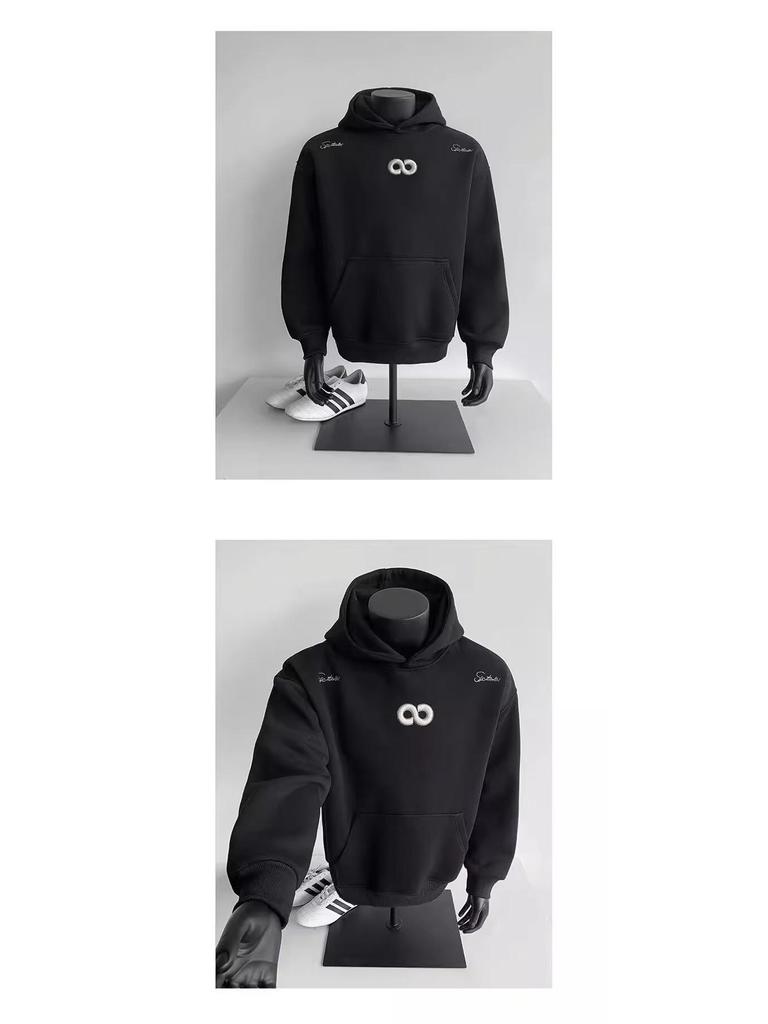 Heavyweight Embroidered Unisex Hoodie - Trendy American Casual High Street Sweatshirt for Autumn/Winter, Plus Velvet, Perfect for Couples