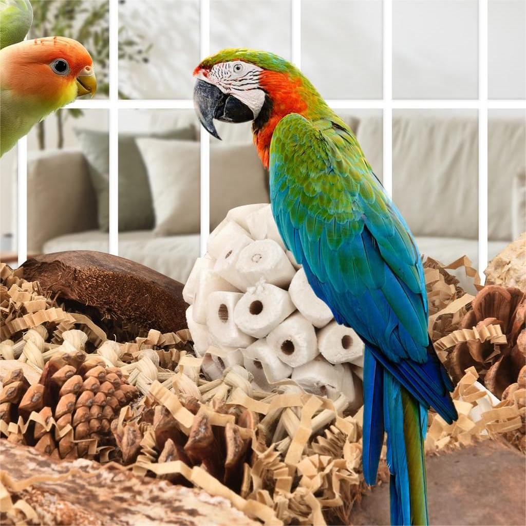 Natural Palm Leaf Bird Chew Toy: Wicker Pith Balls for Boredom Relief