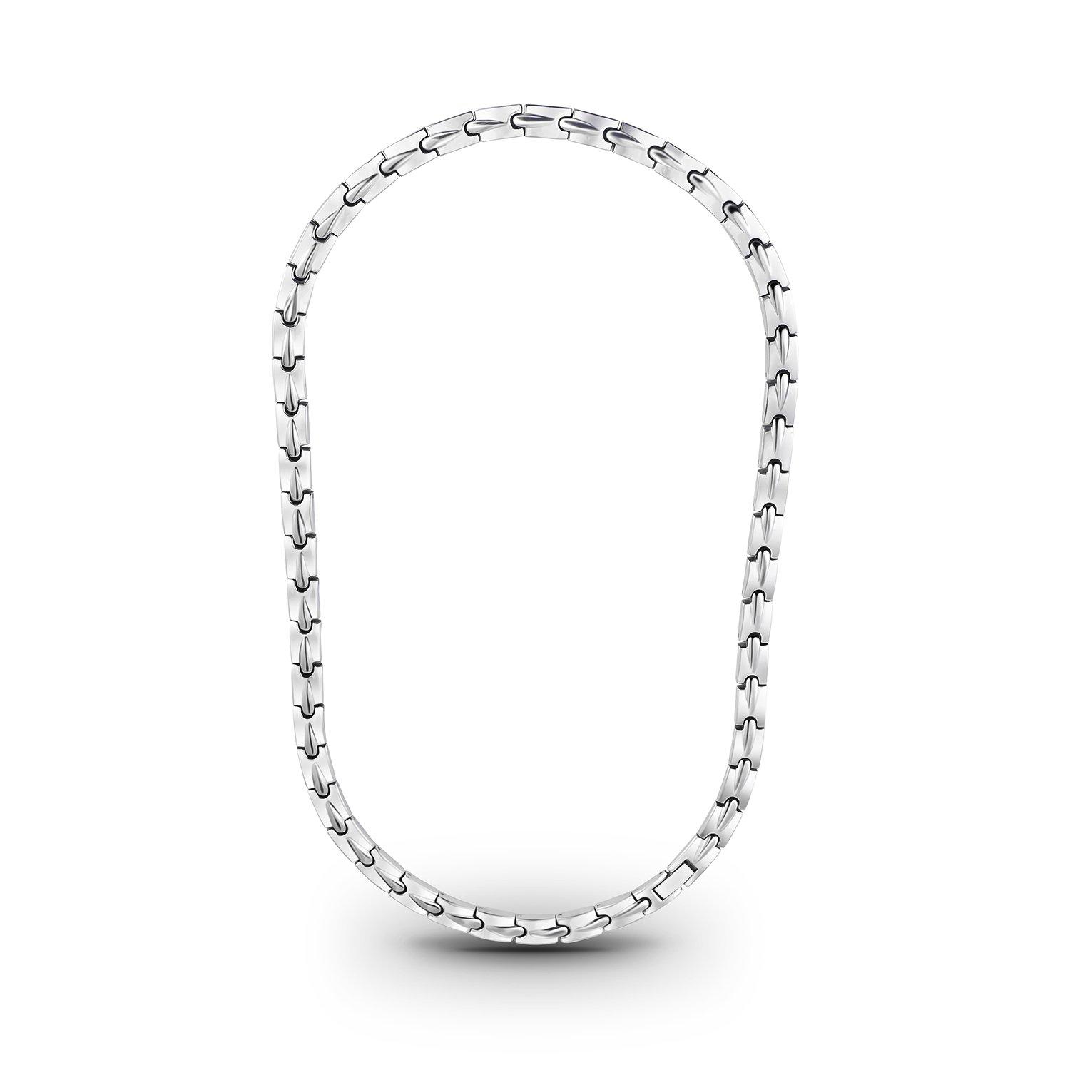[Pasiro] Germanium Necklace for Men and Women, Silver Stainless Steel