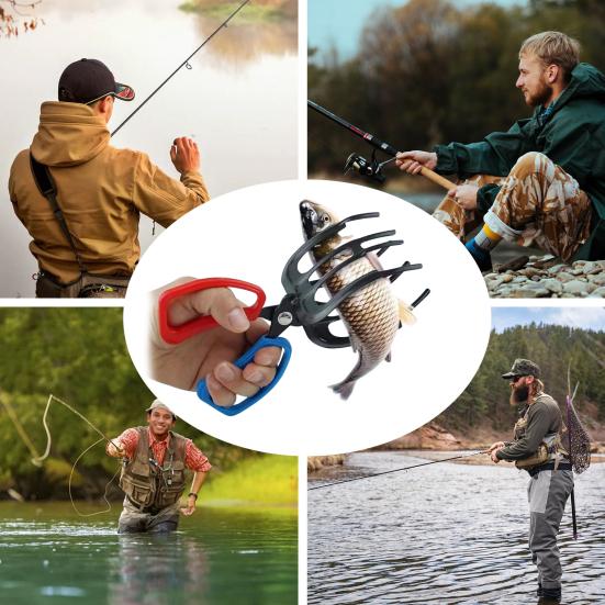 1/2Pcs 3 Claw Fish Gripper with Ergonomic Handle Non-Slip Portable Metal Fishing Pliers Gripper Multifunctional Fish Grips Clamp