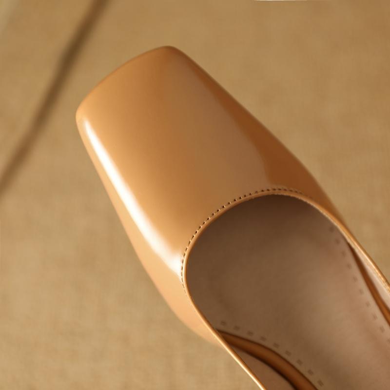 Elegant Slingback Sandals Women Summer Shoes Pink Black Nude Medium Heels Pumps Close Toe Office Party Shoe Female Large Size 45