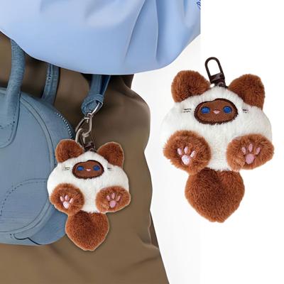 Playful Cat Plush Toy Keychain Lightweight Plush Animal Charm For Daily Use Gift Ideas Children Adults