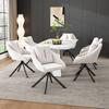 Modern Beige Velvet Chair, Stylish, Comfortable Swivel Dining Chair, Breathable Velvet Fabric, Ergonomic Design, Elegant Grey Swivel Chair-Six Chairs