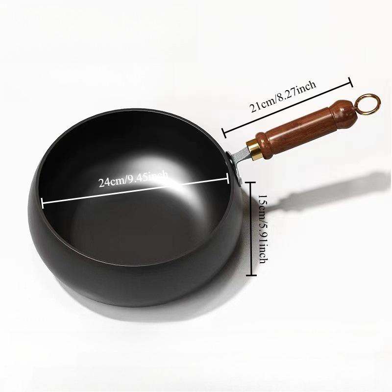 

9.5 Inch Carbon Steel Wok Pan Nonstick Wok No Coating Gas Boiling Stir Fry Pan for Camping Home Stovetop Induction Cooker 24cm