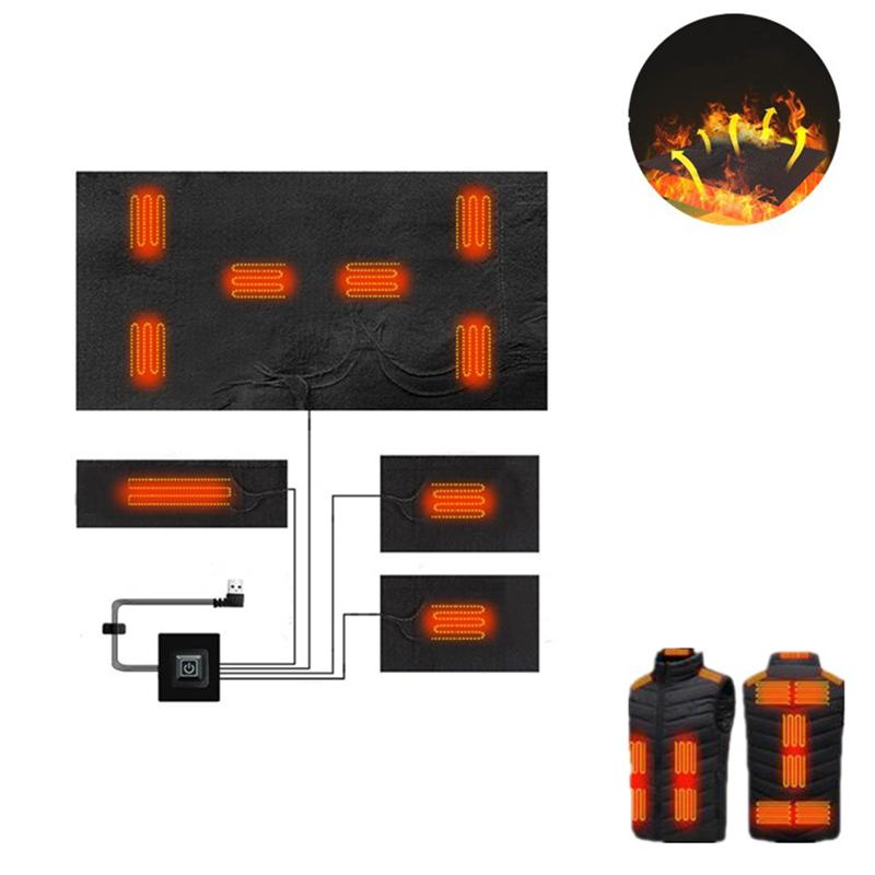 1Set Usb Electric Heated Clothes Heater Pad With 3 Gear Adjustable Temperature Electric Heating Sheet Warmer Pad For Vest Jacket