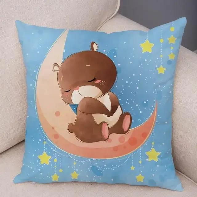 Cute Cartoon Giraffe Fox Reindeer Pillow Cover Nordic Children's Room Decoration Sofa Home Animal Cushion