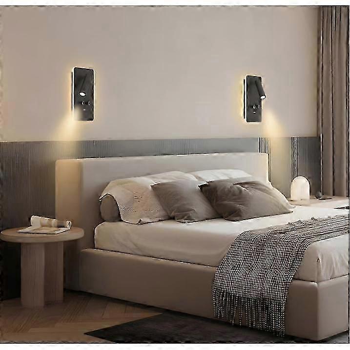 LED Reading Wall Lamp for Bedroom,Backlight Night Warm Wall Mounted Reading Light with USB Port Plug in Cord Adjustable Wall Sconces Headboard Spotlig