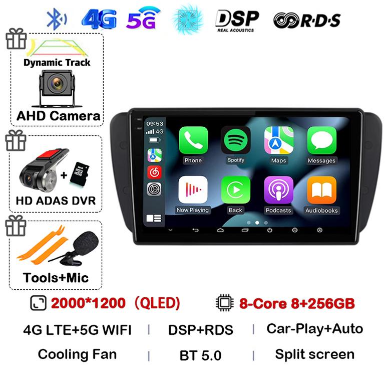 Android 14 Carplay Auto Car Radio For Seat Ibiza 6j 2009 2010 2012 2013 2014 2015 MK4 FR GPS Audio Multimedia WIFI+4G Player DSP