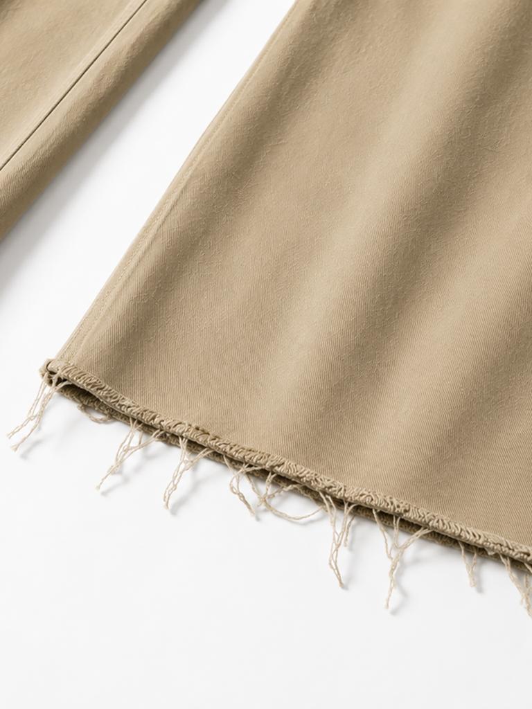 Chaenseseunoi Lument Balloon Fit Cut Cotton Pants (Beige/White)/W262Pt11