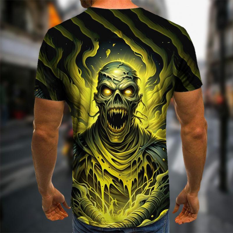 Sommer Rundhals 3D-Druck Lustiges Skelettmuster Top Modische Lässige Kurzarm Herren T-Shirts