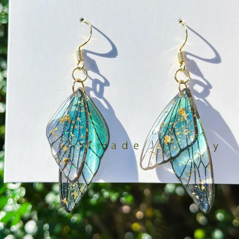 1Pairs Gold Plated Crystal Butterfly Wing Drop Dangle Earrings For Women Wedding Jewelry