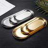 Nordic Korean Style Stainless Steel Oval Tray for Desserts, Jewelry, Towels - Small Gold Plate