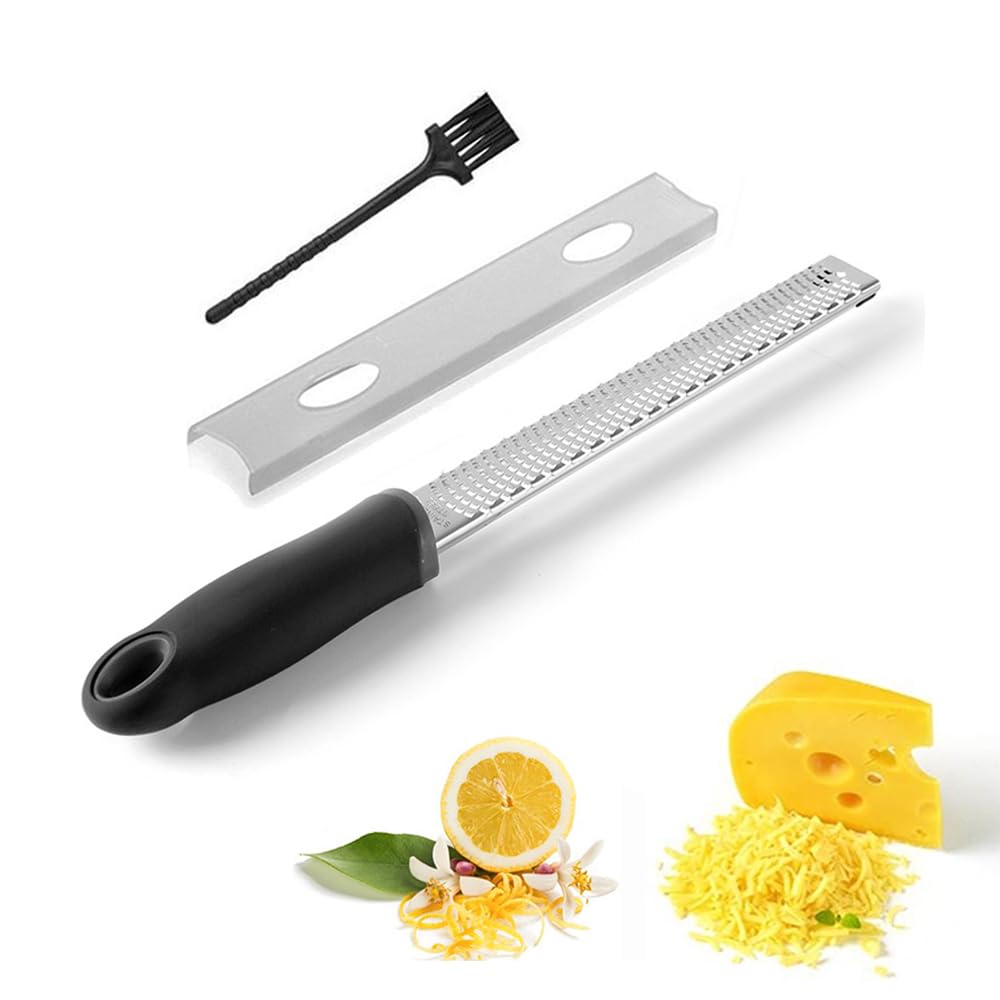

CHANGJIQ Cheese Zester Grater for Stainless with Protective Cover Grater, Grater, Shredder, Ginger, Radish, Chocolate, Lemon, Garlic, Vegetables, чорний