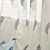 1PC NAPEARL 10%-20% Shading White Transparent Floral Embroidered Grey Leaves Tulle Sheer Voile Curtain for Living Room Bedroom