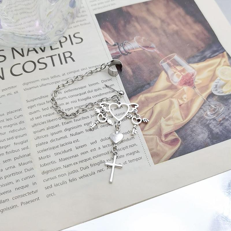 Punk Vintage Women Earrings Metal Chain Cross Heart Personalized Hip Hop One Pieces Ear Bone Clips Party Jewelry Gifts