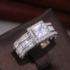 Sterling  Princess Cut Cubic Zirconia Rings for Women Luxury Wedding Party Accessories Fashion Jewelry Gifts