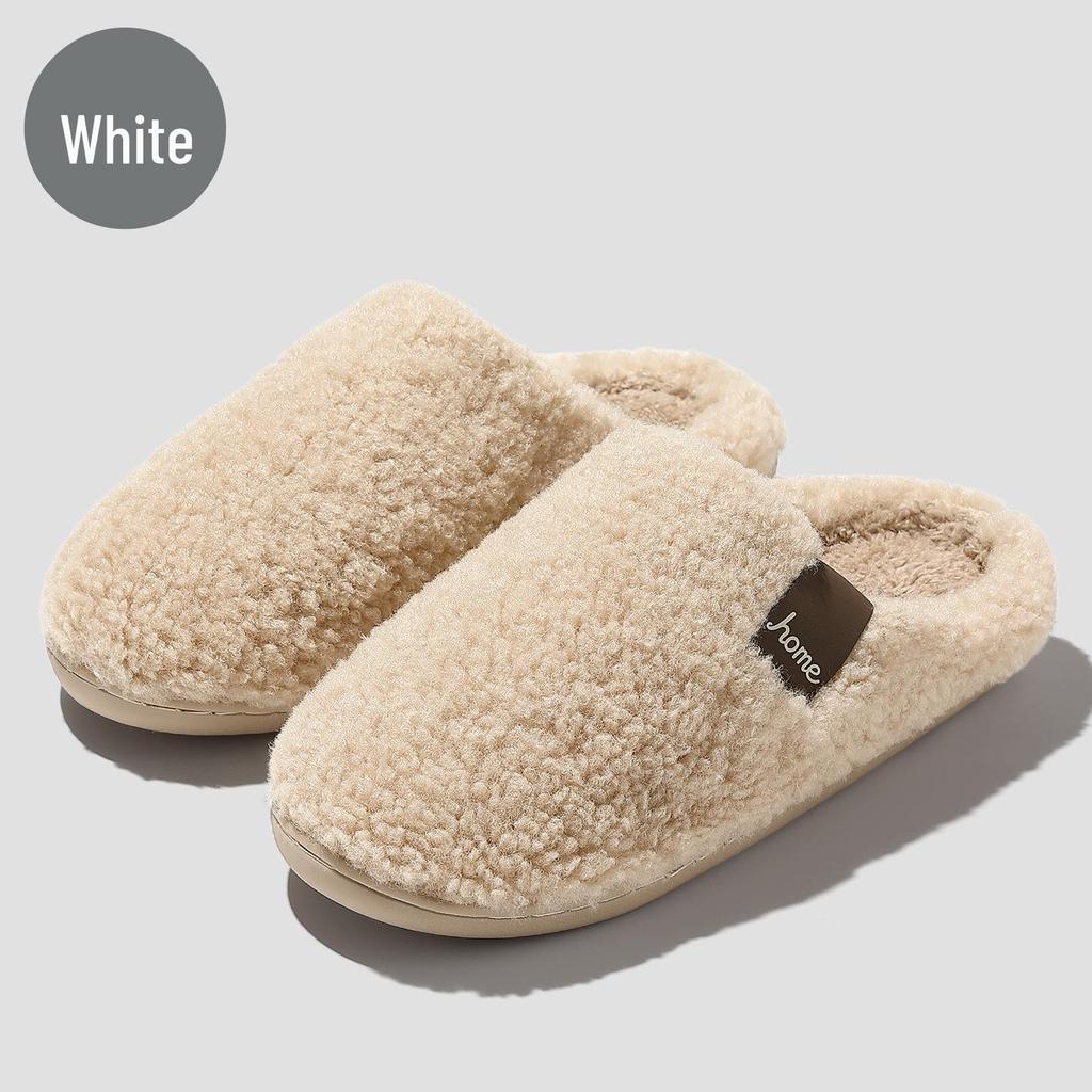 Women's Plush Cotton Non-Slip Indoor Slippers - Warm, Thick Fleece, Closed-Heel for Autumn & Winter, Men's Sizes Available.