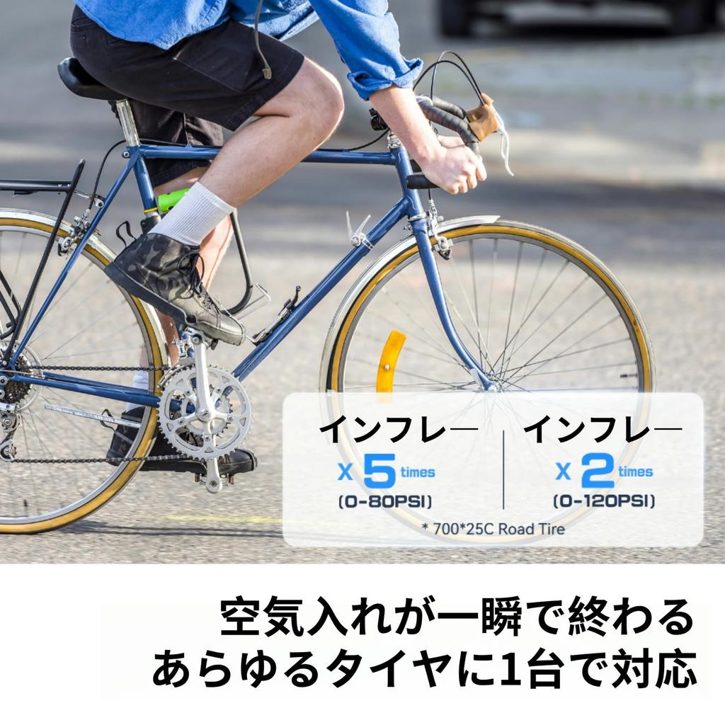 TOPUMP Bicycle Electric Road Bike Electric Automatic Compatible with and English Valve Inflator, 120PSI, Portable, 127g, Pump, Stop, Lightweight,