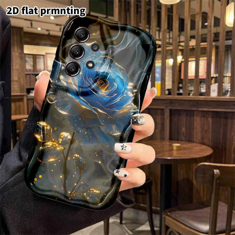 Phone case: 2D flat Samsung Galaxy A34 A35 S20 S22 S21 FE Plus Ultra protective case, ice blue rose, Christmas and Halloween gift