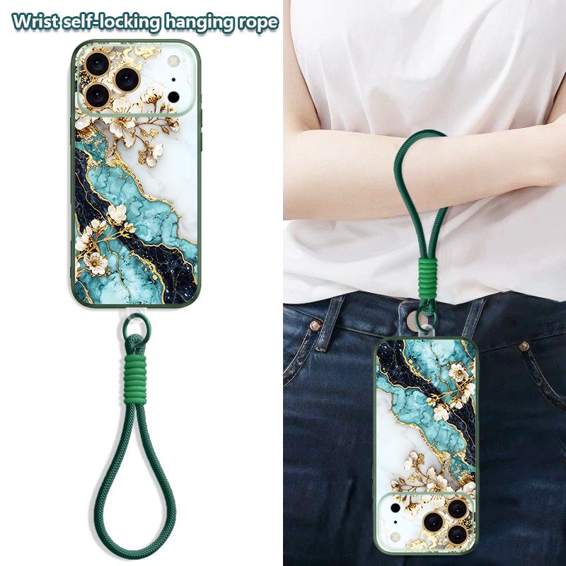 Marble Pattern Hand Strap Case For iPhone 17 Pro Max iPhone 16 15 14 13 Pro Max Magnetic For Magsafe Hybrid TPU+PC Matte Cover