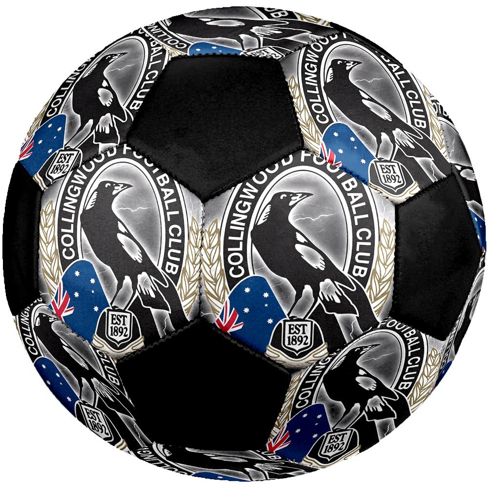SIZE 5 Collingwood Magpies Soccer Ball Colorful All Ages Machine Stitched PVC Competition Ready Durable High-Bounce