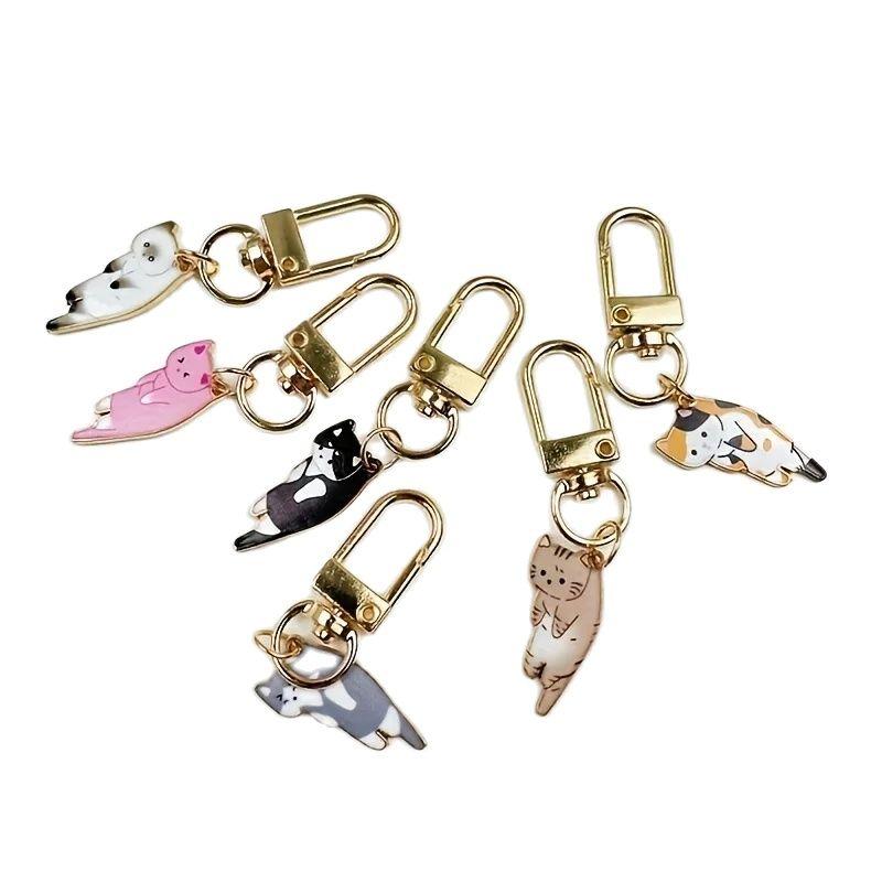 6 Pcs Cute Kitten Keychain Couple Gift and Cat Charm Key Chain Fashion Jewelry for Animal Lovers Car Bag Hanging Accessories New