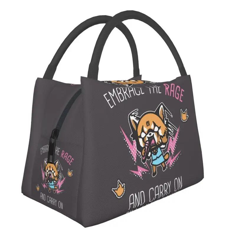 Death Metal Aggretsuko Aggressive Retsuko Portable Lunch Boxes Japanese Anime Manga Thermal Cooler Food Insulated Lunch Bag