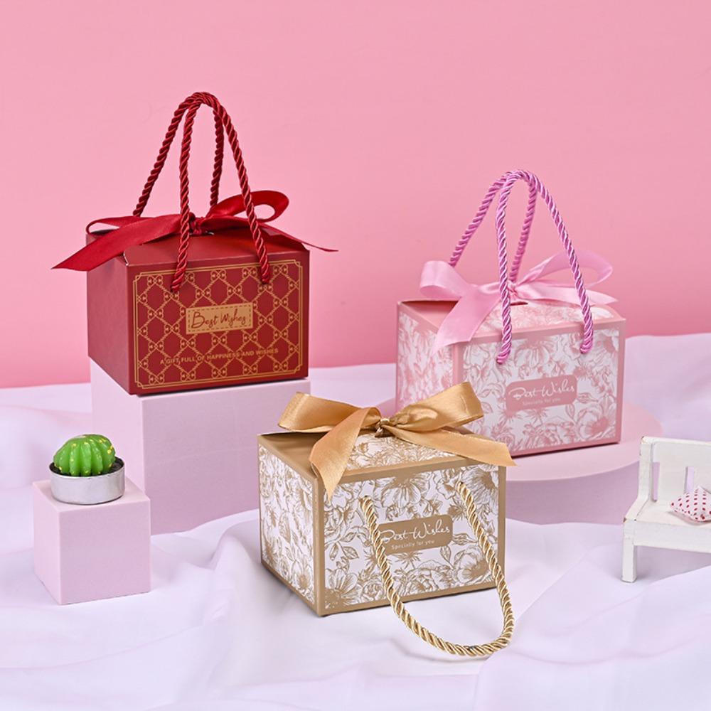 10pcs Bow Ribbon Wedding Party Paper Box Eco-Friendly Candy Box New Gift Packaging Box Goodies Gift
