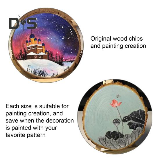 Natural Wood Tree Discs 9-10cm Pre-Drilled Wooden Discs 1cm Thick Smooth Wood Slices for DIY Crafts Wedding Wall Decorations