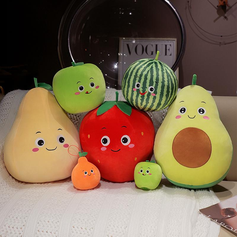 10-30Cm Cartoon Round Fruit Plush Doll Pendant Avocado Watermelon Orange Apple Pear Strawberry Plush Toy Home Decor Gift For Kid