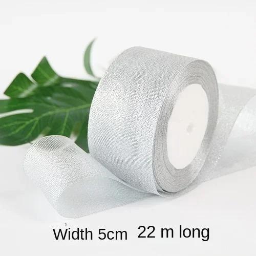 25yards/roll Gold Silver Metallic Glitter Ribbons for Apparel Garment DIY Accessories Crafts Sewing Fabric  Supplies Gift Wrap