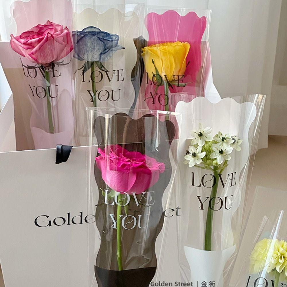 50pcs Transparent Wrapping Paper Package Supplies Bouquet Packing Material  Valentine's Day