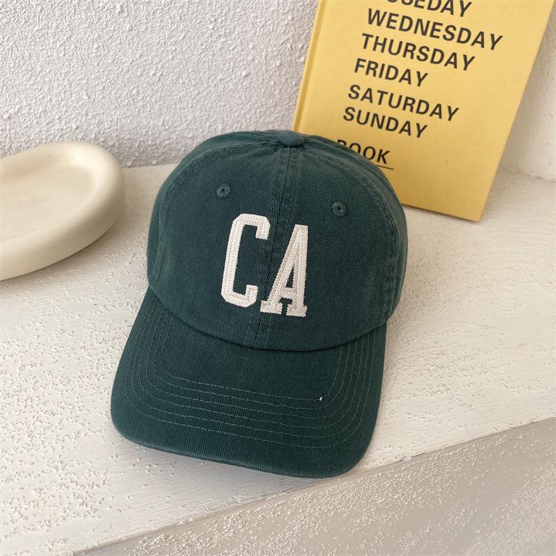 

High quality big head circumference CA letter soft top baseball cap female couple tide show face small cap male summer Adult (55-58cm) темно-зелений колір