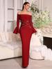 European Style Strapless Rhinestone One-Shoulder Elegant Long Dress