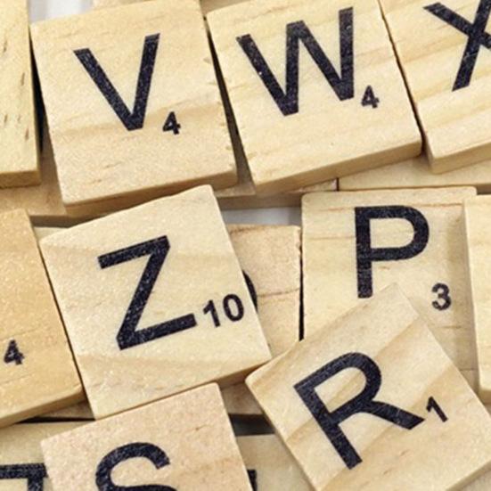 100Pcs Wooden Tiles Capital Letters A-Z Alphabet Board Funny Educational Toy