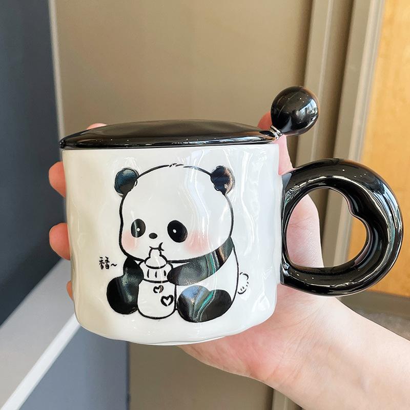 Souvenir Mädchen Niedlicher Panda Keramiktasse Paar Wasserbecher Kreative Praktische Tasse Herren Kaffeetasse Geschenk