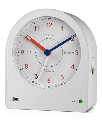 [Officially Imported] BRAUN Time Teacher Alarm Table Clock, White/Orange, BC22TW
